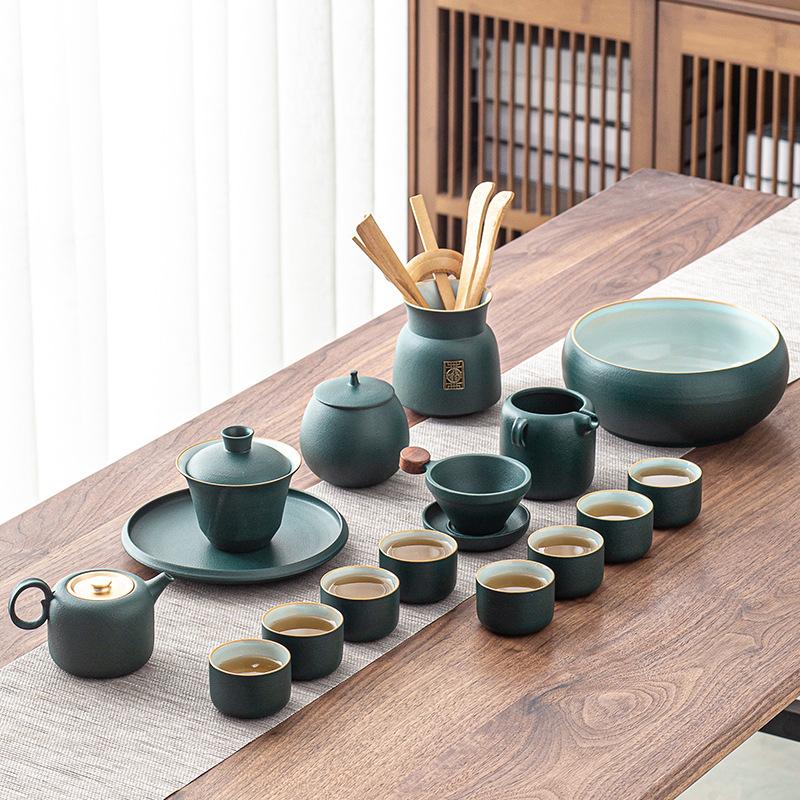 Complete set of ceramic Kung Fu tea sets, large set for home use, gifts for people, leaders, business, cultural and creative high-end gifts