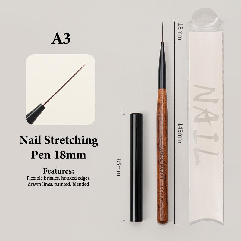 Nail Art Brush Checker Sandalwood Nail Drawing Painting Long Line Brush Nail Art Tool Painting Brushes DIY Design Manicure Tools