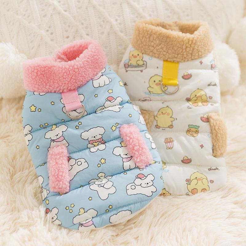 Pet dog full print puppy two feet turtleneck cotton coat dog clothes fur clothes