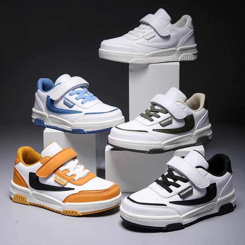 Fashion Breathable Soft Children Sport New Leather Kids Running Shoes Youngsters Casual Walking Student Fashion Sneakers