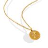 Gold-Plated Jewelry, Rose Zircon Round Brand Pendant Necklace, High-End Temperament Collarbone Chain