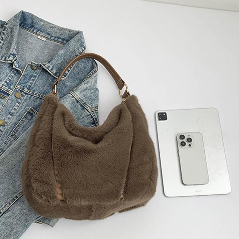 Yogodlns Handbag Faux Plush Bag Temperament Armpit Women's Hobo Bag Large Capacity Shoulder Bag Winter New Design Handbags