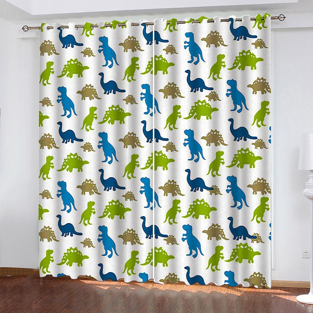 

3D Юрский динозавр, затемняющие шторы для элегантных домов, 2 шт., занавески для гостиной, спальни, декоративный крючок W70xH160cmx2&Grommet Top