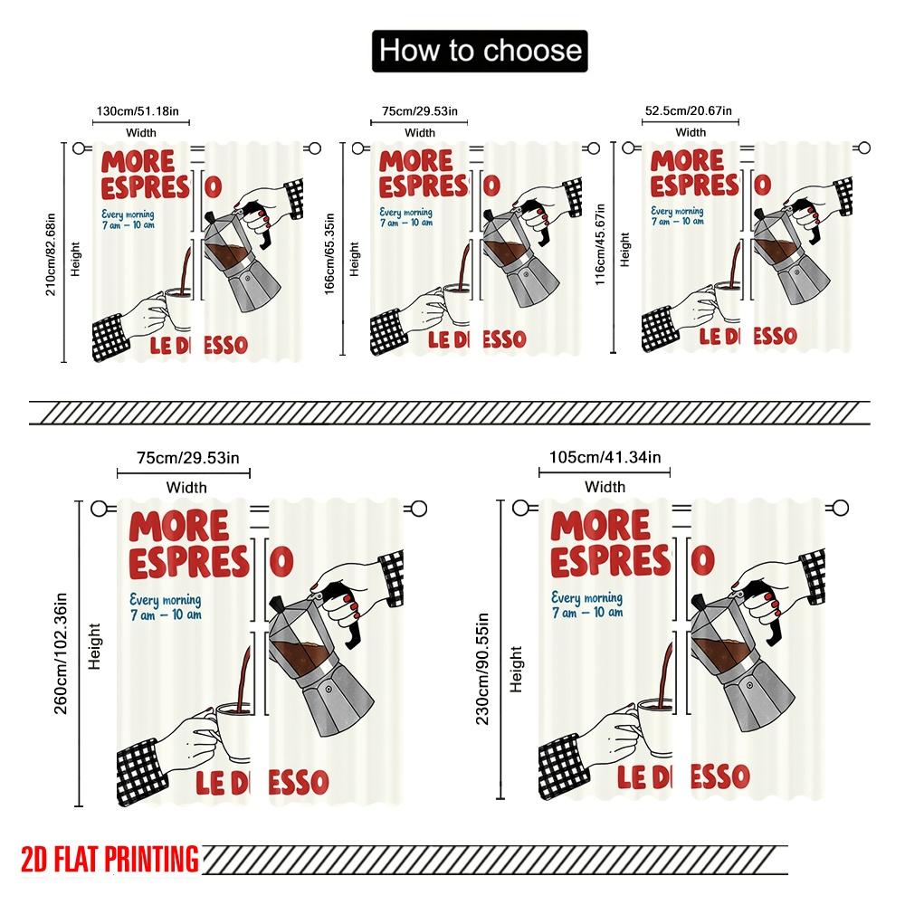 2 Stück 2D Flachdruck Vorhänge Morning Espresso Stoff Ohne Strom Saisonal Party- & Feiertagsdeko Perfekt für Eingangsbereich