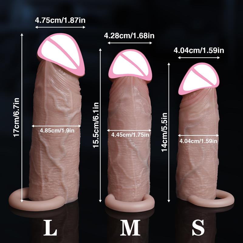 Man Delayed Ejaculation Extend Soft Realistic Enlarger Penis Sleeve Condom Sex Toys For Men Dildo Safety Silicone Dick Cock Ring