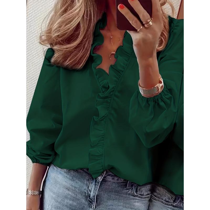 Women's clothing Spring, summer, autumn and winter ruffle shirt Women's shirt Loose foreign style Commuter