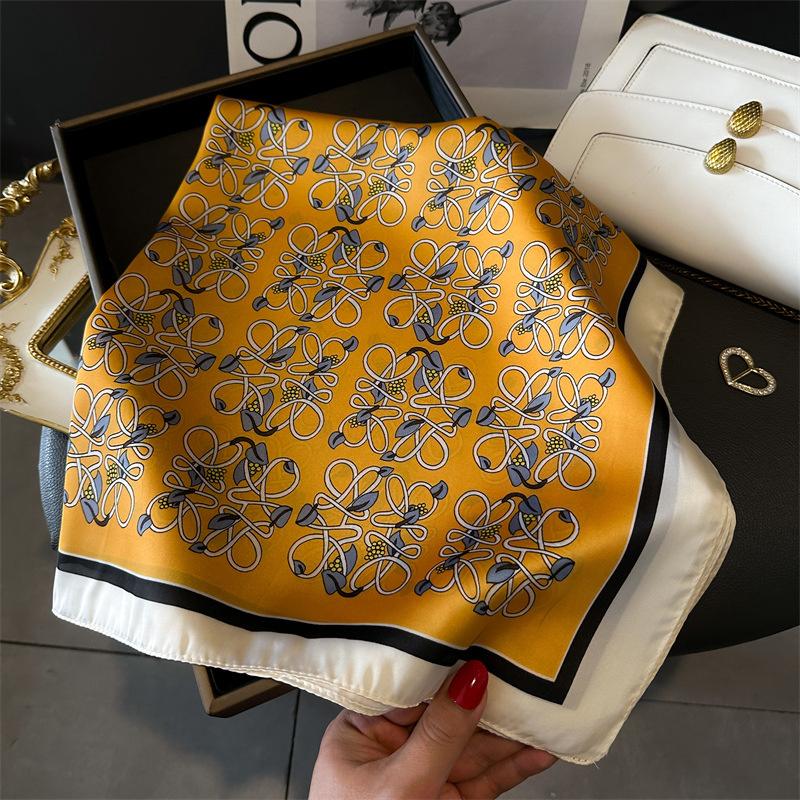 Luxury Silk Feeling Square Scarf Women  Print Satin Neckerchief Spring Hair Band Foulard Bandana Echarpe Tie Shawl Wraps