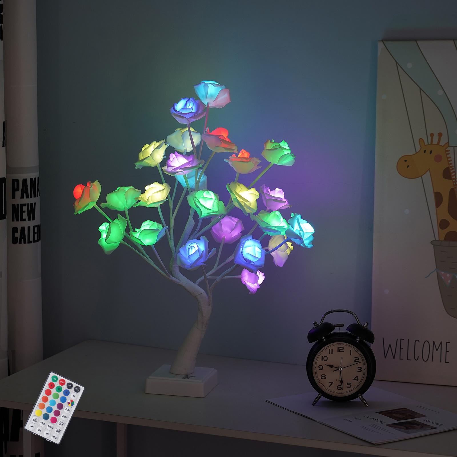 

Rose Flower Tree Lights Willow Table Lamp Decor 18 Colors Changing for Home Wedding Party Christmas Bonsai Tree Night Light Gift Usb Or Battery Power
