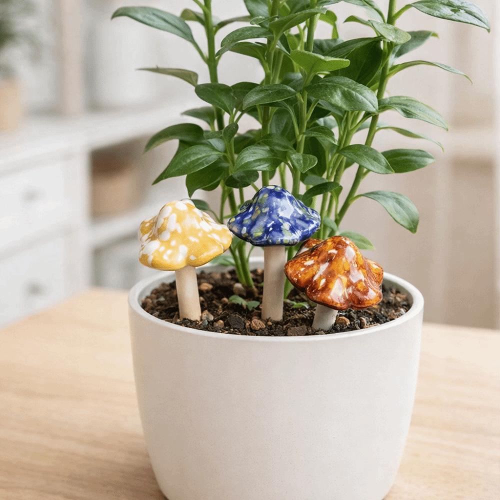 4PCS Realistic Pottery Sculpture Mini Garden Landscape Statue Fairy Mushroom  Flower Pot Decoration