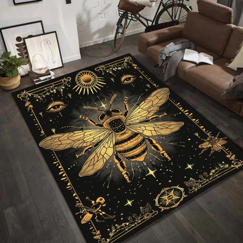 Mystical Animal Tarot Rug - Deer Bee Owl Celestial Pattern Carpet Mat for Living Room Home Decoration Carpets for Living Room