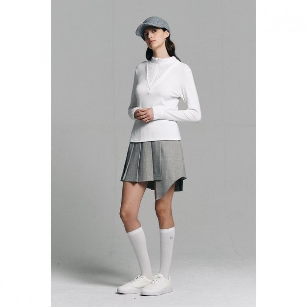 Bermudagrass Unbalanced Wool Pleats Skirt 2nd Arrivals S