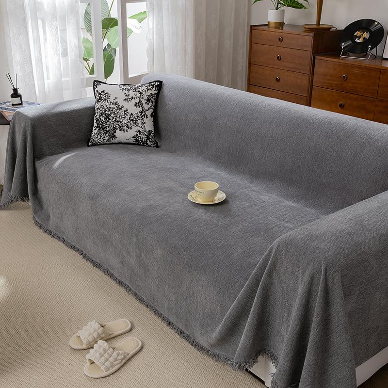 Chenille Sofa Towel, Universal Herringbone Pattern Sofa Cover for All Seasons, Anti-cat Scratch Sofa Cover Cloth, Green Leather Sofa Cover Blanket