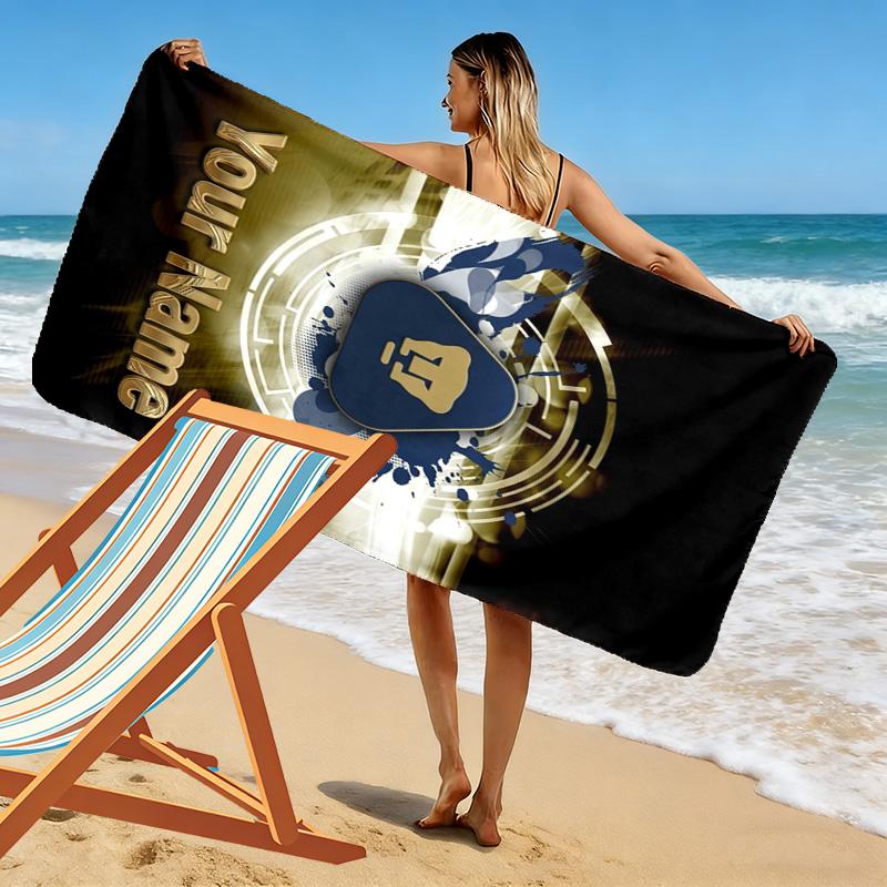 Name Custom Pumas Fc Print Beach Towel, Large Soft Quick Dry Towel for Beach Camping Swimming
