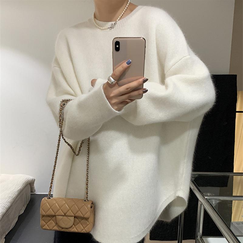 Spring and autumn women Sweater Streetwear Loose Tops Women Pullover Female Jumper Long Sleeve O Neck Knitted Ribbed Sweaters