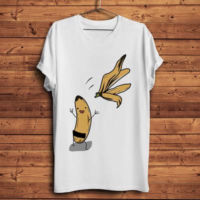 Amusing Naked Banana Funny Humorous TShirtShort Sleeve Casual White TshirtStreetwearBreathable Print Unisex Tee