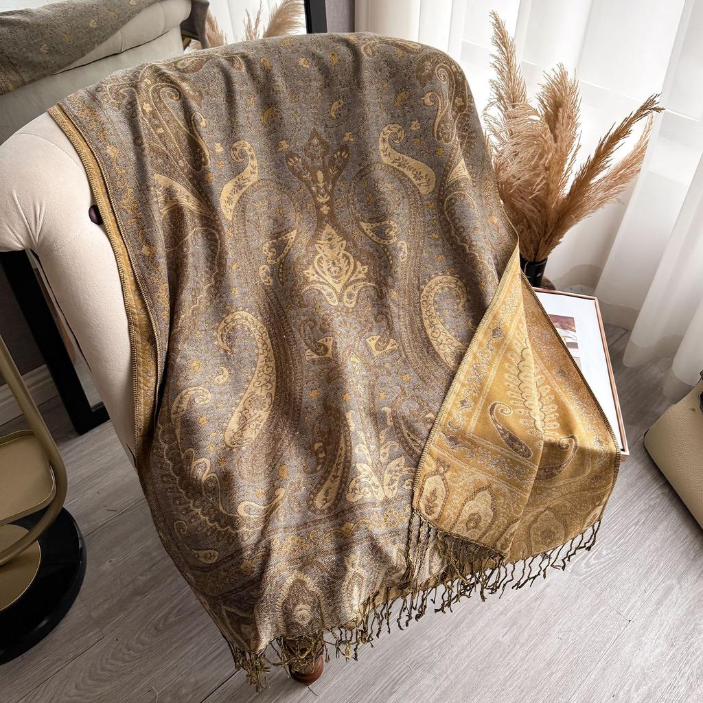 Scarf Women'S Shawl Ethnic Style Cashew Nut Colored Tassel Tourism Cloak Explosion