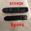 6 Pin 6554QK Uint Front Passenger Side Electric Window Switch For Peugeot 207 6554.QK