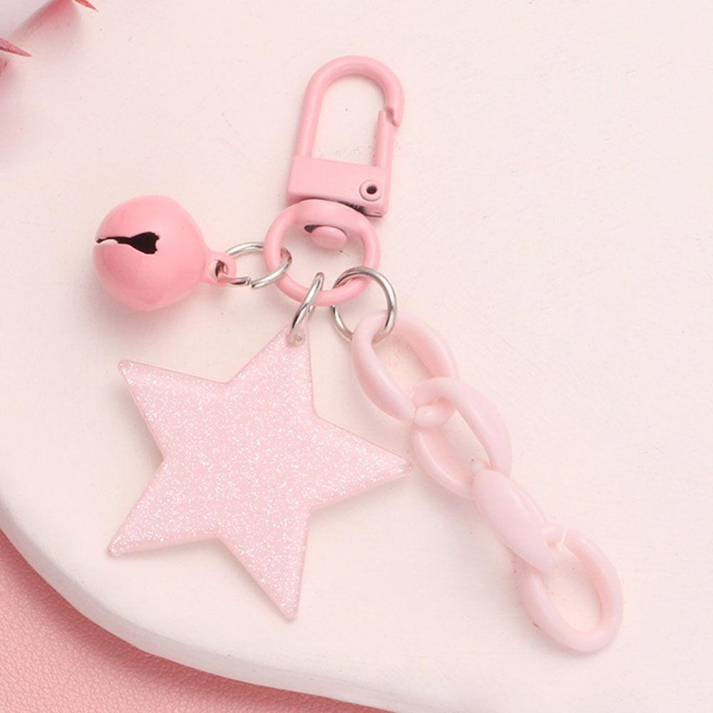 Ornament Glitter Stars Pendant Pink and Black Y2K Jewelry Keychain Cartoon  Keychain  Women Men