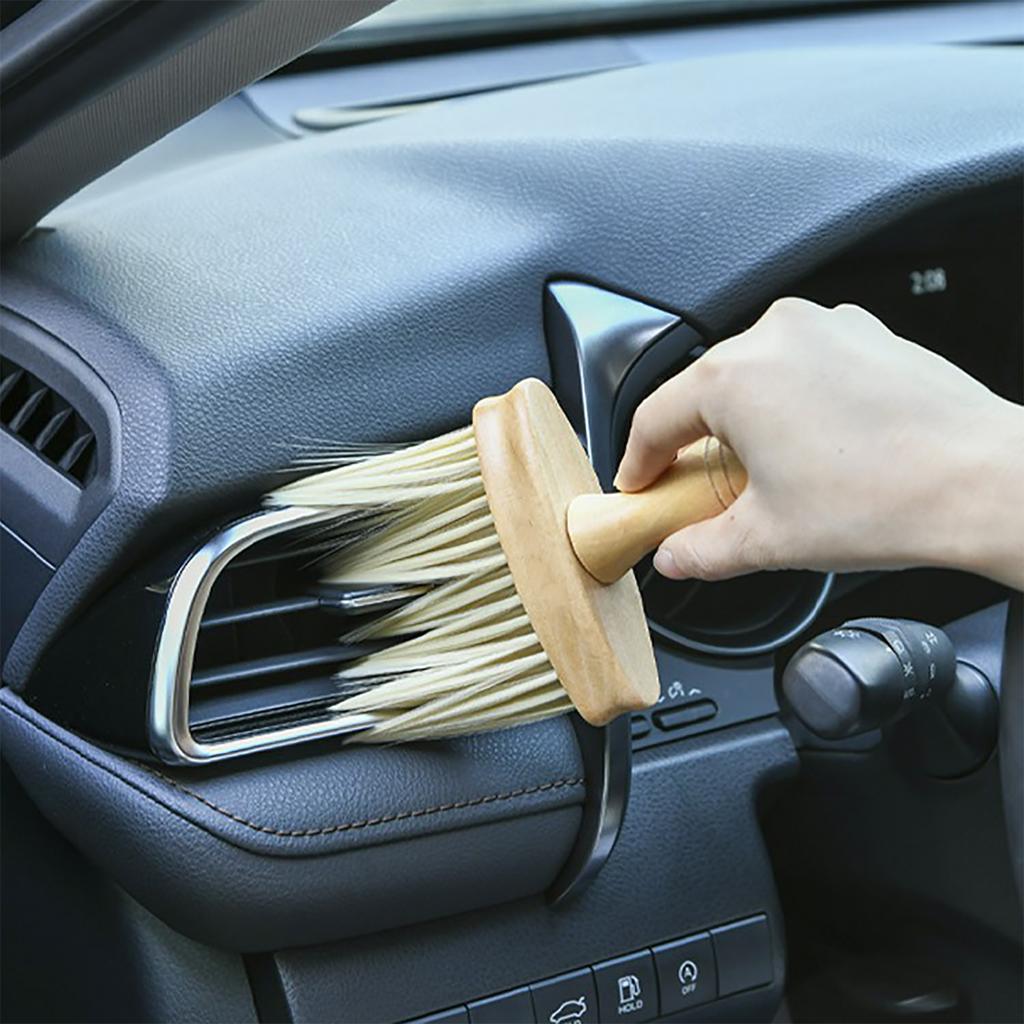 Keyboard Cleaning Brush Wooden Handle Soft Bristles Multifunction Portable Car Interior Detailing