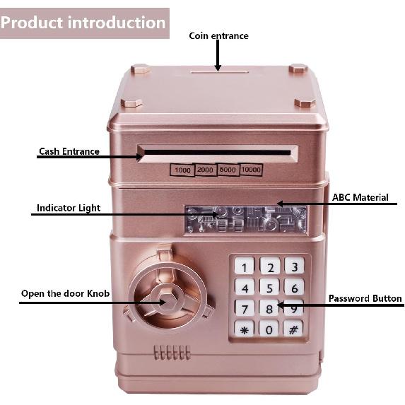Piggy Bank for Kids, ATM Electronic Password Cash Coin Bank, Money Saving Box for Kids, Boys Girls Birthday Gift (New Rose Gold)