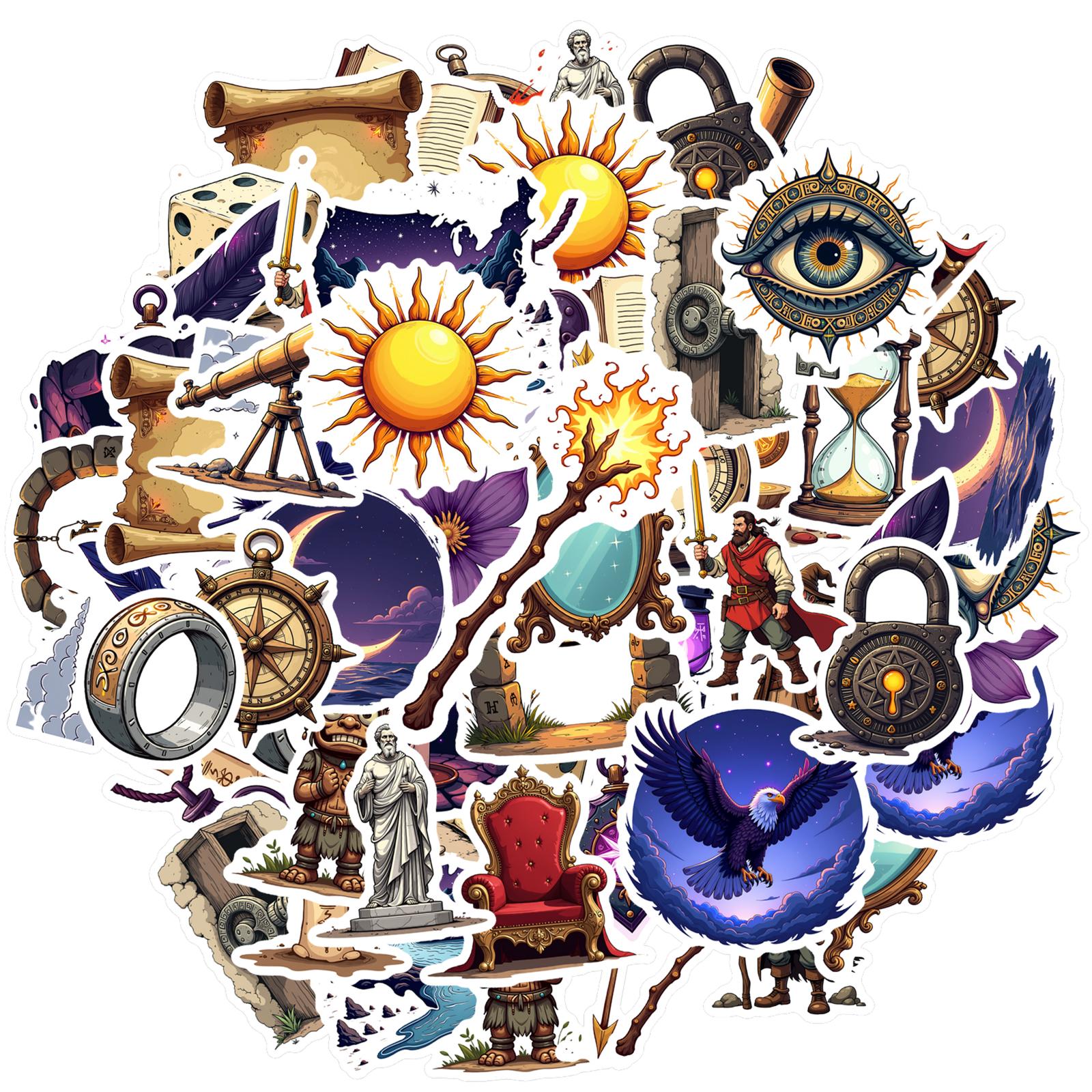 35pcs-100pcs Mystical Fantasy Decals Gothic Occult Stationery Stickers DIY Stickers For Laptop Luggage Phone