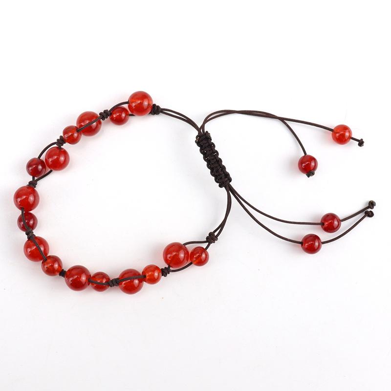 Hand-Woven Natural Crystal Agate Bead Bracelet Bracelet, Adjustable B31