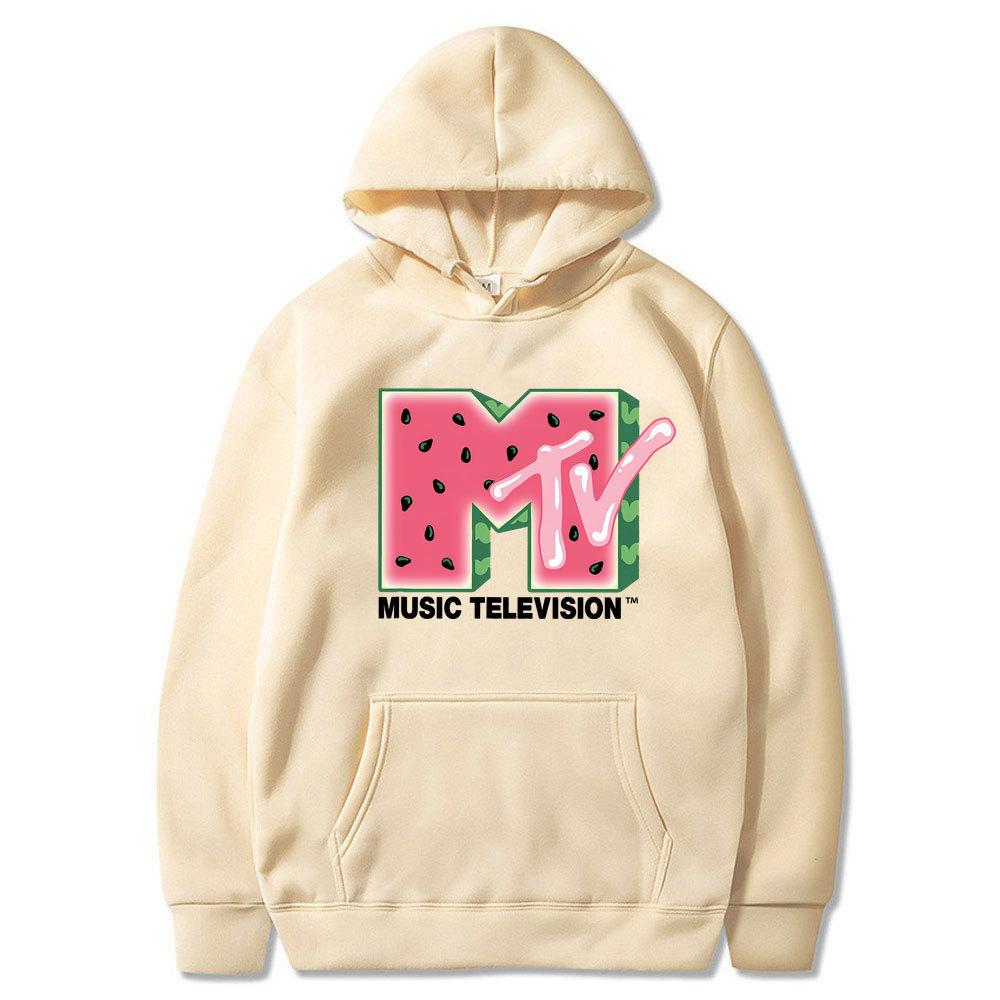 MTV Music Television Watermelon Potlač Mikiny s kapucňou Módna mikina Hip Hop Ležérne Unisex Jesenné Zimné Flísové Topy Sudaderas