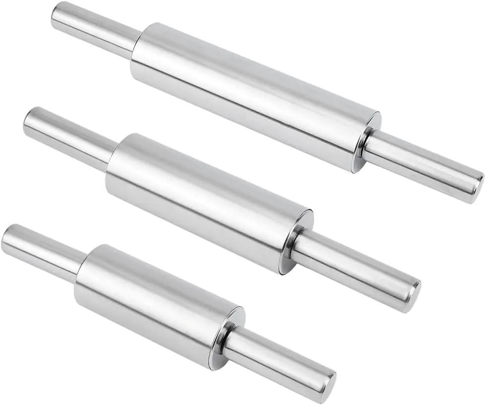 Stainless Steel Rolling Pin Non-stick Pastry Dough Roller Bake Pizza Noodles Dumpling Cookie Pie Making Baking Tool For Kitchen