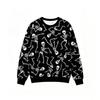 Gothic Style Skeleton Rose Print Sweatshirt Men's Retro Casual Crew Neck Pullover Clothes Harajuku Hip‑hop Street Fashion Tops