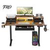 Mesa de Jogo Elétrica com Elevação, Mesa de Computador, com Gavetas, Suporte para Monitor de Casa, Tomadas e Luzes LED, Altura Ajustável, Gerenciamento de Cabos