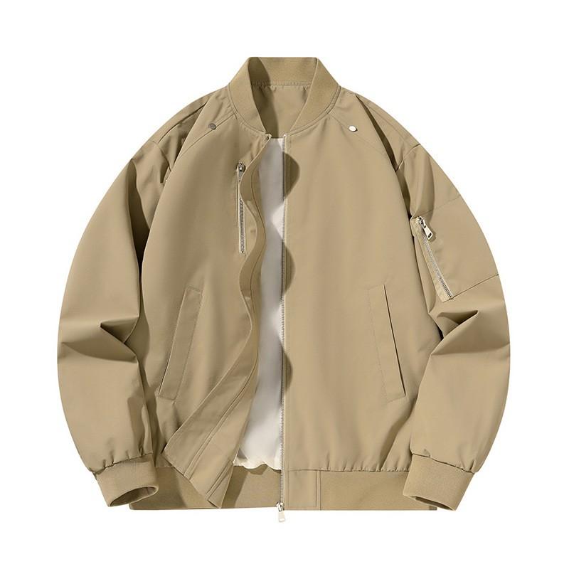 Mens Flight Jacket Casual Loose Baseball Coat Windproof Waterproof Stand Collar Sport Outerwear