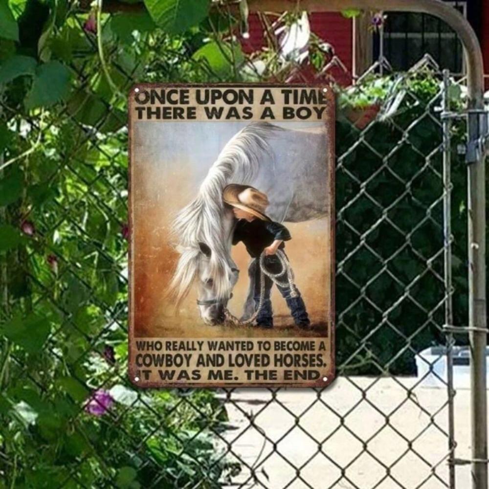 Vintage Metal Sign Old West Cowboy Wall Decor Garage
