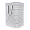 Laundry Basket Stripe Reusable Canvas Large Capacity Clothes Storage Bag Portable Washing Bin Baskets Container with Handle