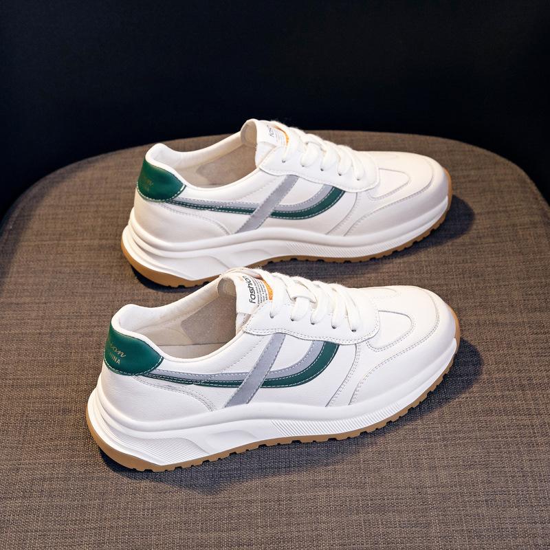 

Девочки Женские Дамские Женские Натуральная Кожа Белые Прогулочные Вулканизированные Кроссовки Плоские Кроссовки Для Бега На Платформе Шнуровка Мягкие 35