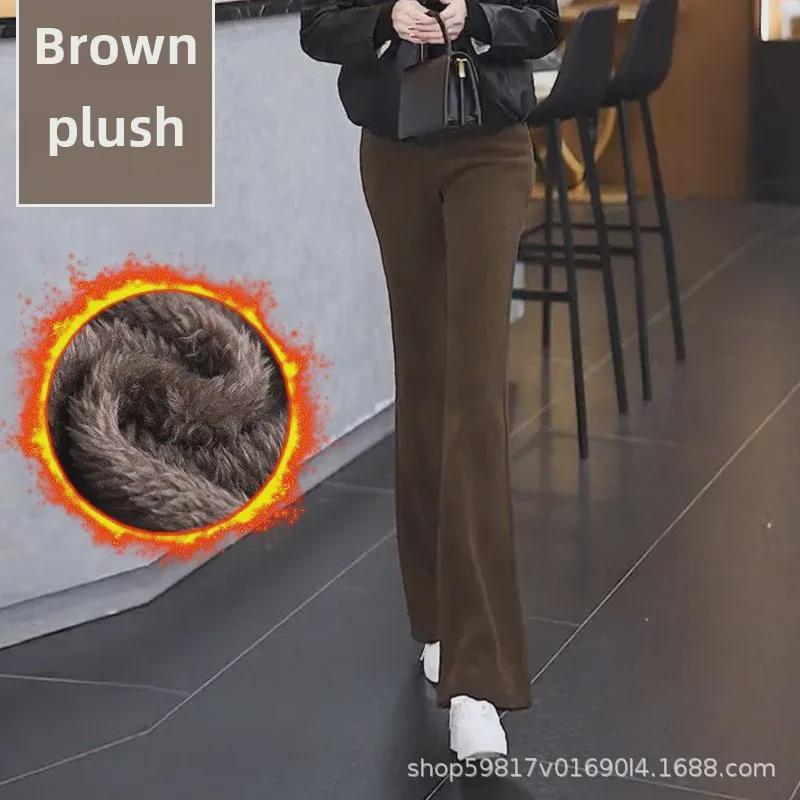 2024 Autumn/Winter Velvet High Waist Slim Flared Pants