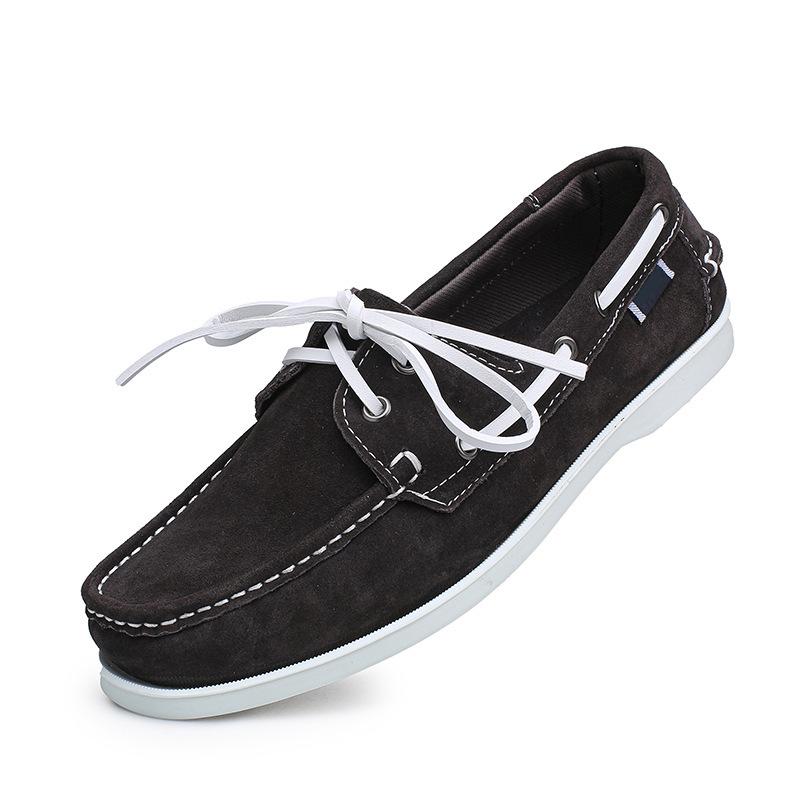 Men's Plus Size Genuine Leather Boat Shoes - British Style, Versatile Casual Lace-up Shoes