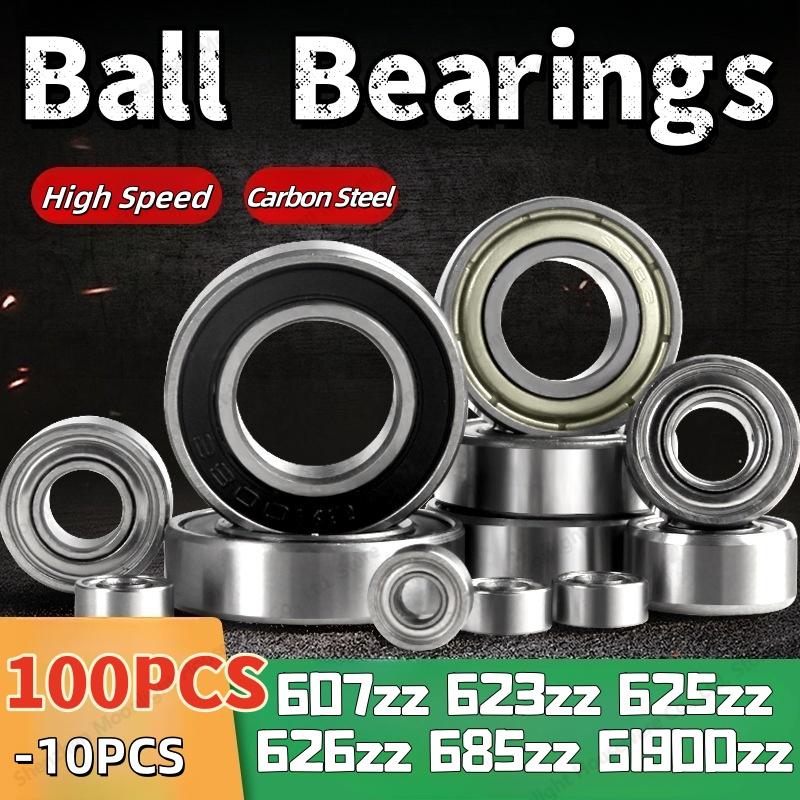 10-100pcs Deep Groove Ball Bearing 607zz 623zz 625zz 626zz 685zz 61900zz Double Shielded Miniature High-carbon Steel Single Row