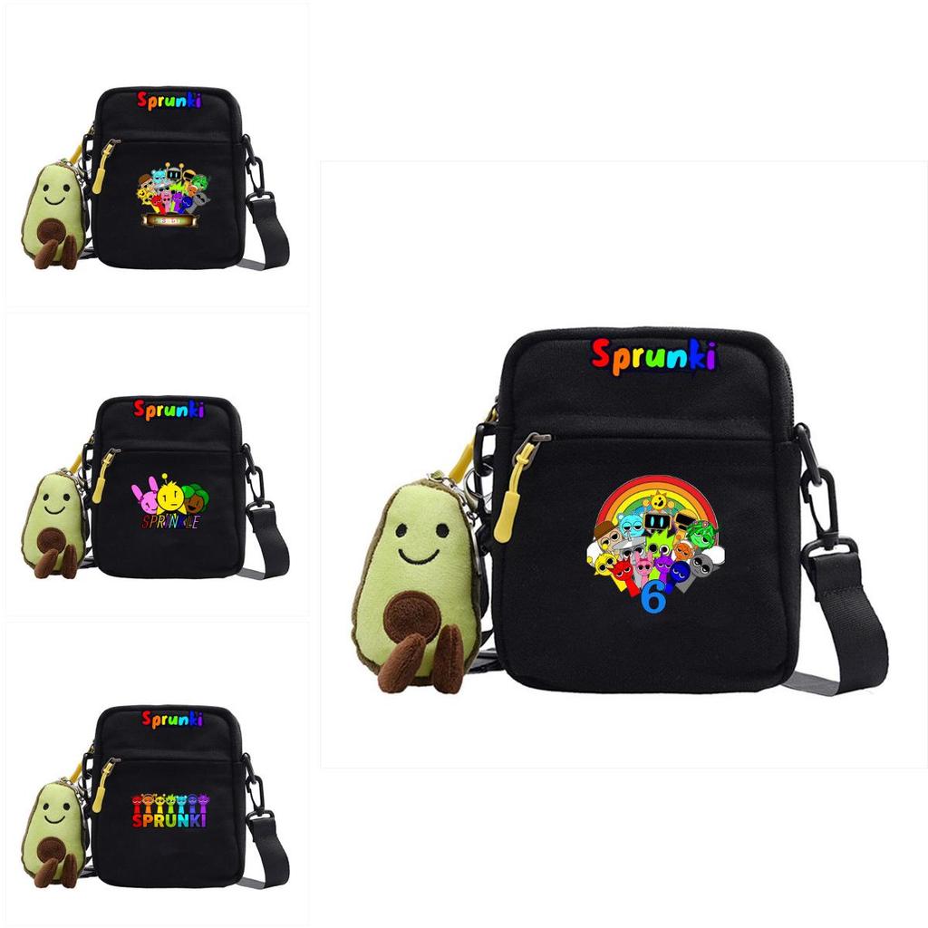 Sprunki Cartoon Rhythm Box Mini Crossbody Bag Canvas Street Fashion For Girls And Teens