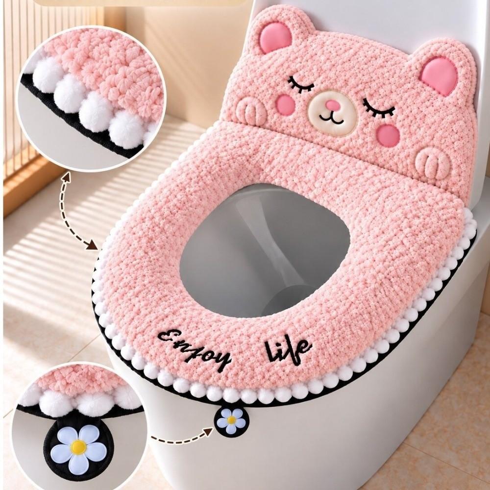 Faux Cashmere Toilet Seat Cover Thickened Plush Toilet Seat Pad  For Bathroom Toilet Autumn Winter