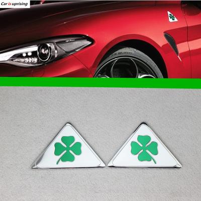 2 adet Al + fa Ro + meo Quatrefoil Yeşil Delta Araba Yan Çamurluk Amblem Rozeti Etiket Al + fa Ro + meo Giulietta Giulia Örümcek GT