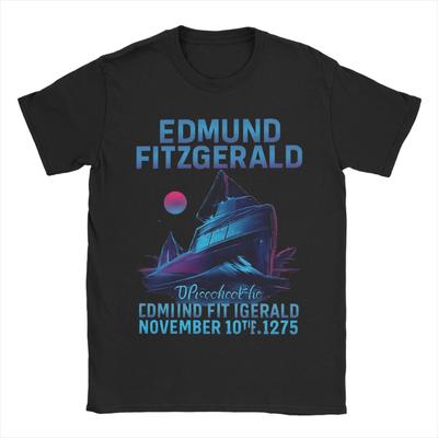 Edmund Fitzgerald T-Shirt Sommer Großes Schiff Baumwoll-T-Shirts Für Herren Trendiges Lockeres T-Shirt Kurzarm Streetwear Oberteile
