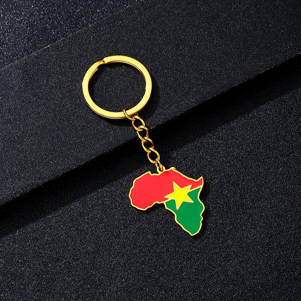 Portachiavi Premium in Acciaio Inossidabile con Ciondolo Mappa Bandiera Africa Ghana Nigeria Capo Verde Congo Uganda Regalo per Appassionati di Viaggi