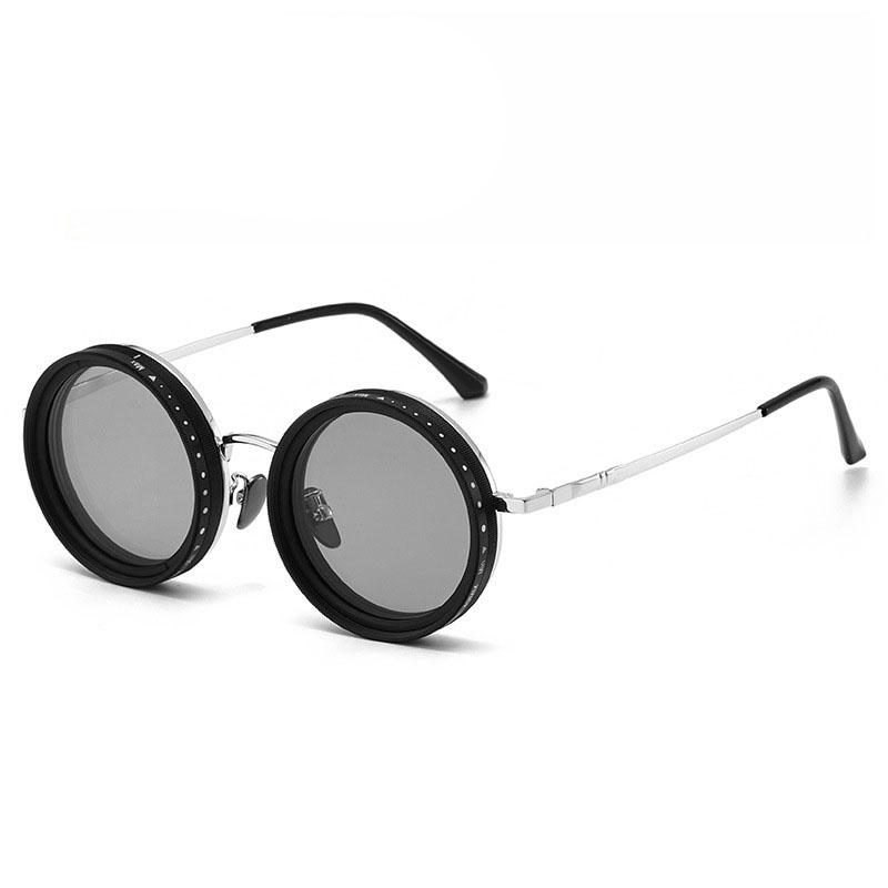 Vintage Round Steampunk Polarized Sunglasses For Men Women Outdoor Sport Shades -Level Adjustable Dimming Sun Glasses Uv400