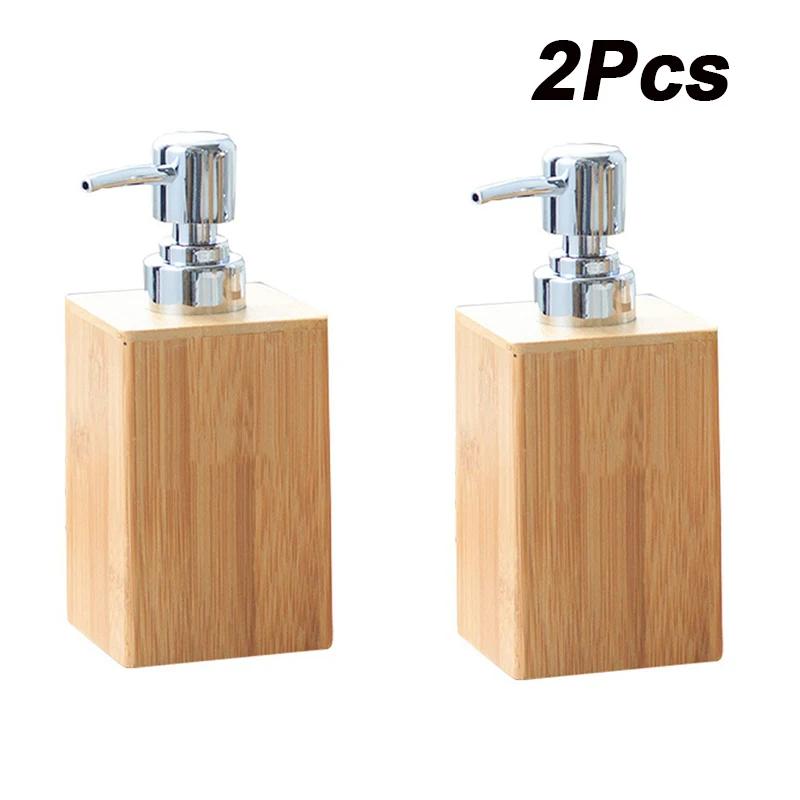 Nanzhu Wooden Shower Gel Dispenser Hand Soap Bottle Square Shower Gel Shampoo Container Handmade Bathroom Restaurant Hotel