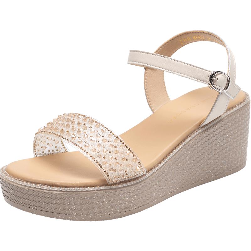 ZHR Women s Elegant One-Strap Wedge Sandals 34
