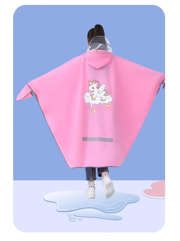 Cartoon Rain Poncho for Students: Waterproof Bicycle and Schoolbag Cover for Boys and Girls