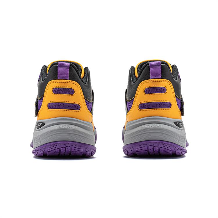 Li Ning Youth Pre Casual Comfortable High-Top Basketball Shoes Kids Sneakers Black Purple Yellow YKBT092-3