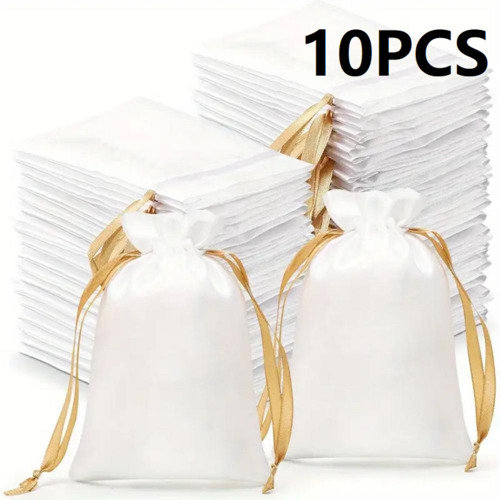 

10 атласных мешочков для украшений, маленькие тканевые мешочки для наполнителей, атласные мешочки, подарочные мешочки, тканевые мешочки, атласные мешочки для украшений, свадьба, Рождество, би 10x15cm