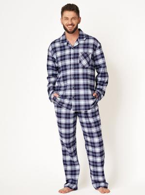 Pijama Key MNS 411 B24 Flanela m/c M-2XL com botões masculina Key