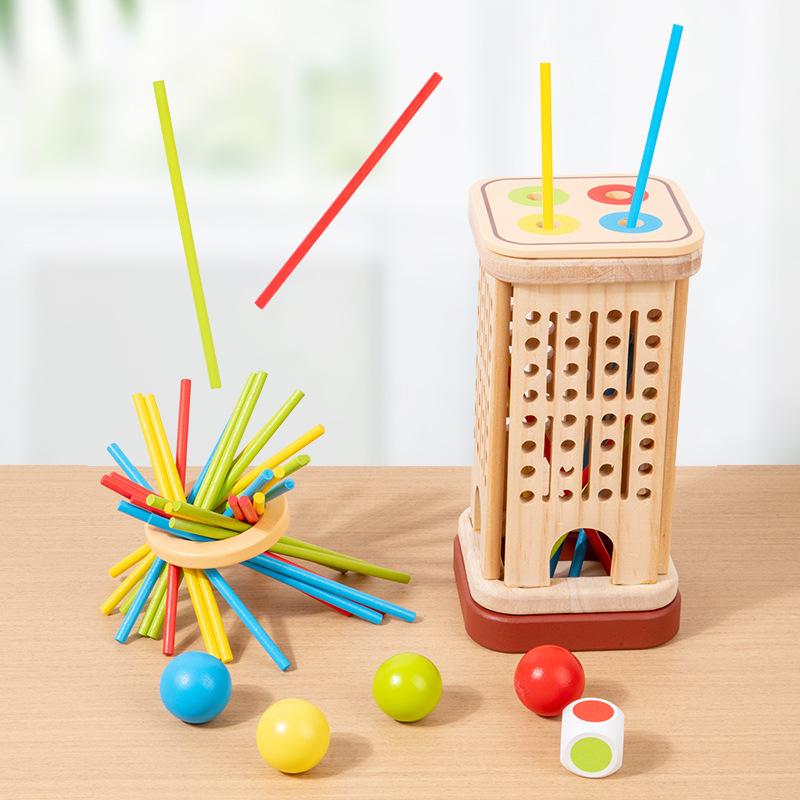 Wooden Children's Early Education 3-in-1 Drawing Stick Boys and Girls Treasure Color Classification Parent-Child Table Games Educational Toys